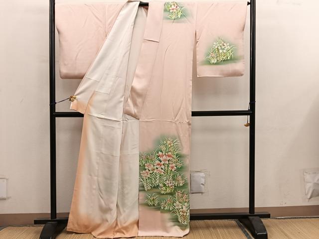 平和屋着物■訪問着　草花文　暈し染め　正絹　逸品　BAAY0444mz