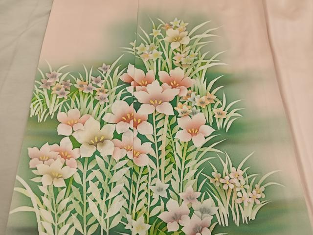 平和屋着物■訪問着　草花文　暈し染め　正絹　逸品　BAAY0444mz
