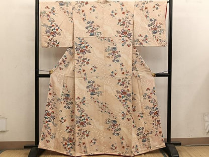 平和屋着物■上質な小紋　扇面花文　正絹　逸品　BAAY0445mz
