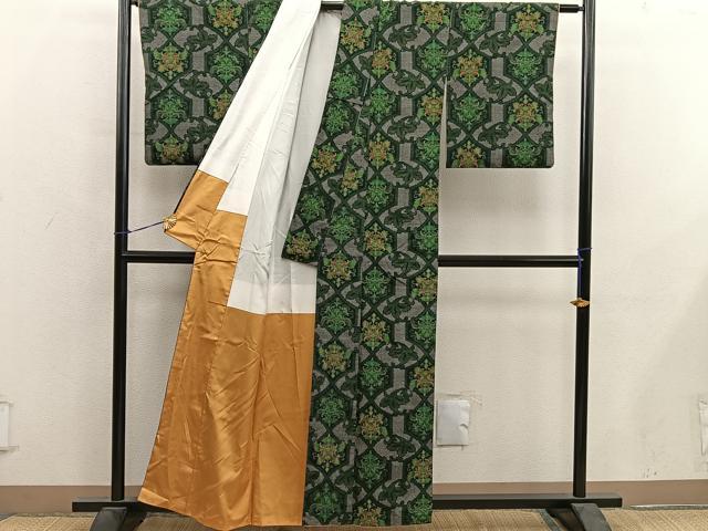平和屋着物■上質な紬　草花文　正絹　逸品　BAAY0447mz