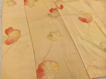 平和屋着物●上質な小紋　地紋起こし　草花文　正絹　逸品　BAAY0451mz