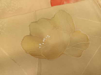 平和屋着物●上質な小紋　地紋起こし　草花文　正絹　逸品　BAAY0451mz