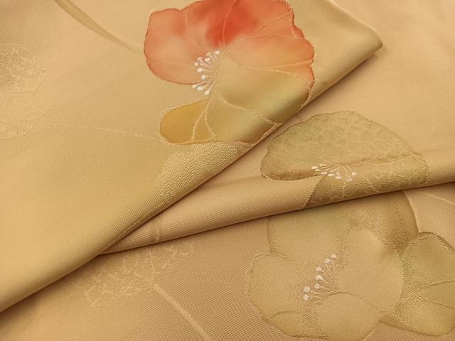 平和屋着物●上質な小紋　地紋起こし　草花文　正絹　逸品　BAAY0451mz