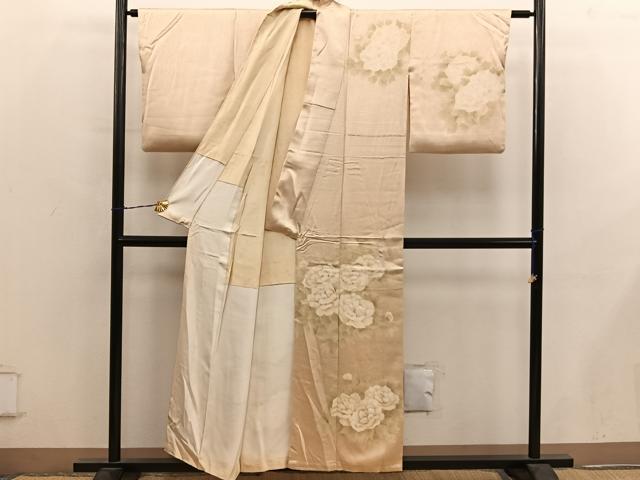 平和屋着物■訪問着　刺繍　牡丹文　正絹　逸品　BAAY0454mz