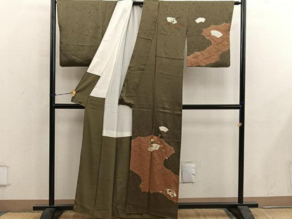 平和屋着物■訪問着　絞り　刺繍　地紙菊花文　正絹　逸品　BAAY0457mz