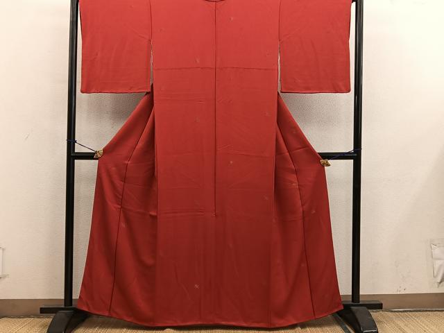平和屋着物■上質な小紋　寿光織　草葉文　金糸　正絹　逸品　BAAY0458mz