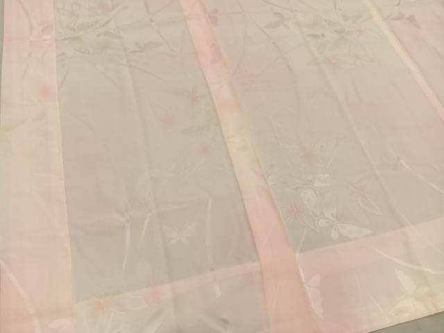 平和屋着物■長襦袢　無双仕立て　舞蝶地紋　暈し染め　正絹　逸品　BAAY0460mz