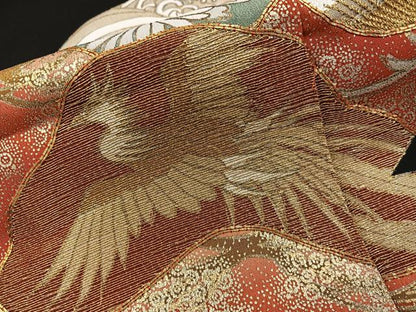 平和屋着物■豪華黒留袖　駒刺繍　鳳凰花文　金彩　正絹　逸品　BAAY0471mz