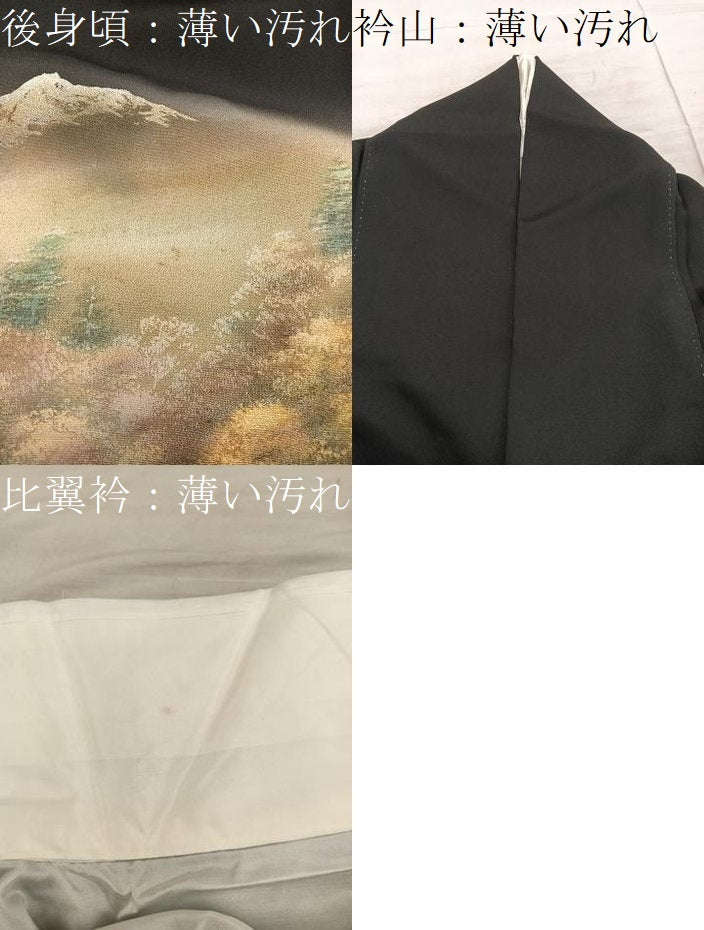 平和屋着物■豪華黒留袖　作家物　遠山樹林文　暈し染め　金銀彩　正絹　逸品　BAAY0473mz