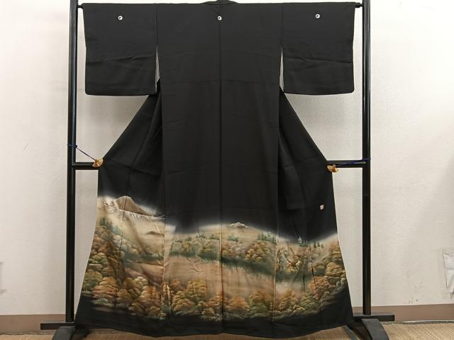平和屋着物■豪華黒留袖　作家物　遠山樹林文　暈し染め　金銀彩　正絹　逸品　BAAY0473mz