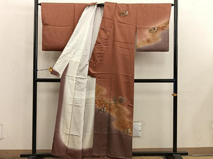 平和屋着物■訪問着　スワトウ刺繍　地紙重ね花文　暈し染め　金銀彩　正絹　逸品　BAAY0475mz