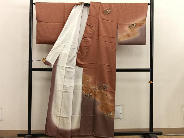 平和屋着物■訪問着　スワトウ刺繍　地紙重ね花文　暈し染め　金銀彩　正絹　逸品　BAAY0475mz