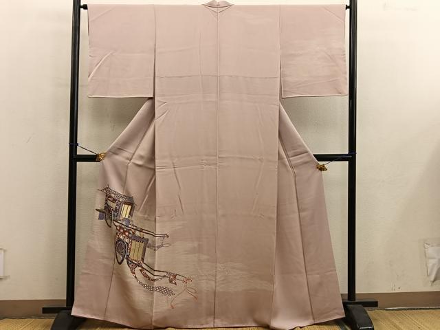 平和屋着物■訪問着　御所車花文　正絹　逸品　BAAY0477mz