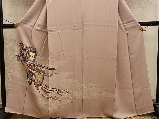 平和屋着物■訪問着　御所車花文　正絹　逸品　BAAY0477mz