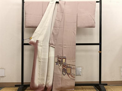 平和屋着物■訪問着　御所車花文　正絹　逸品　BAAY0477mz