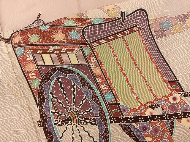 平和屋着物■訪問着　御所車花文　正絹　逸品　BAAY0477mz