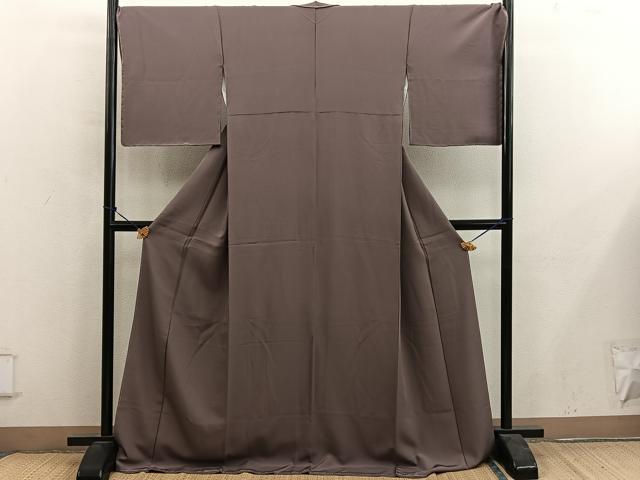 平和屋着物■上質な色無地　焦茶色　正絹　逸品　未使用　BAAY0480mz