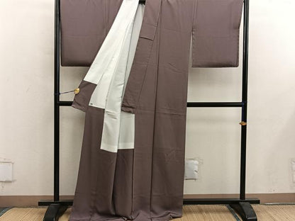 平和屋着物■上質な色無地　焦茶色　正絹　逸品　未使用　BAAY0480mz