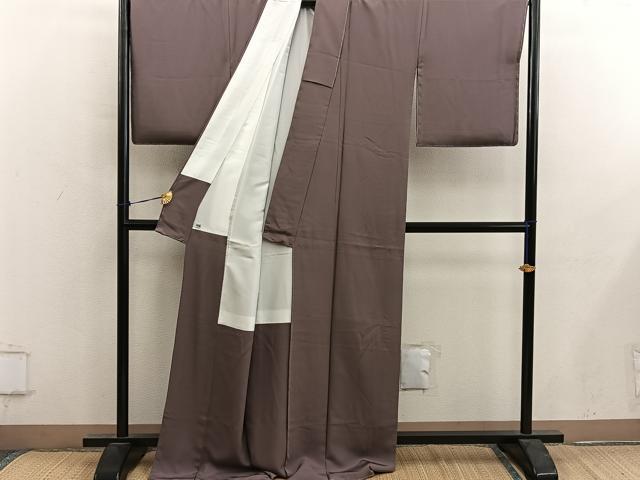 平和屋着物■上質な色無地　焦茶色　正絹　逸品　未使用　BAAY0480mz