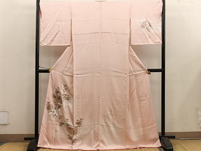 平和屋着物■訪問着　作家物　枝花文　暈し染め　金銀彩　正絹　逸品　BAAY0485mz