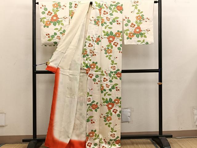 平和屋着物■上質な小紋　枝花文　金彩　正絹　逸品　BAAY0487mz