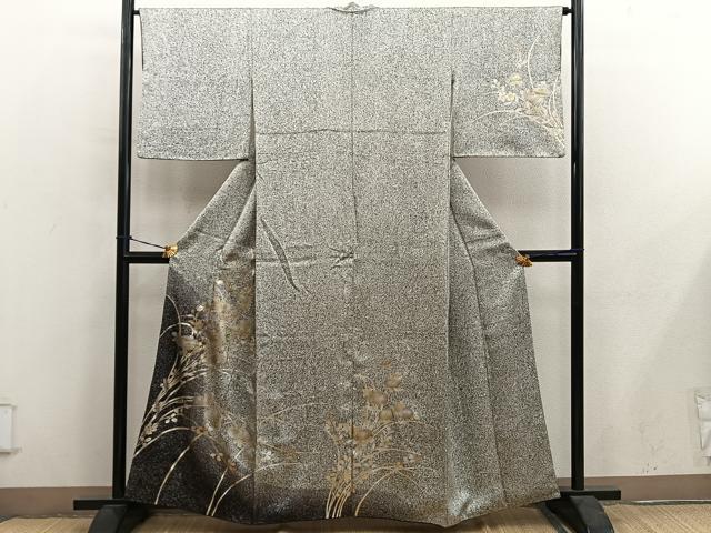 平和屋着物■訪問着　菊花文　たたき染め　金彩　正絹　逸品　BAAY0489mz