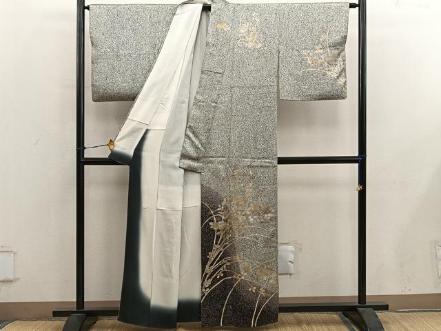 平和屋着物■訪問着　菊花文　たたき染め　金彩　正絹　逸品　BAAY0489mz