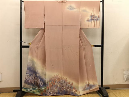 平和屋着物■訪問着　作家物　樹林文　暈し染め　正絹　逸品　BAAY0492mz