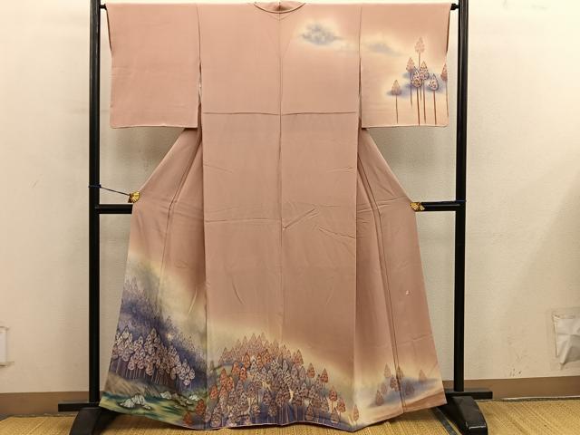 平和屋着物■訪問着　作家物　樹林文　暈し染め　正絹　逸品　BAAY0492mz