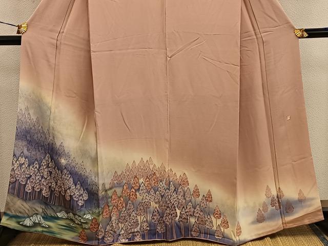 平和屋着物■訪問着　作家物　樹林文　暈し染め　正絹　逸品　BAAY0492mz