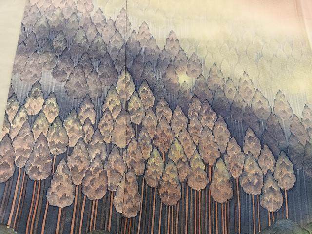平和屋着物■訪問着　作家物　樹林文　暈し染め　正絹　逸品　BAAY0492mz
