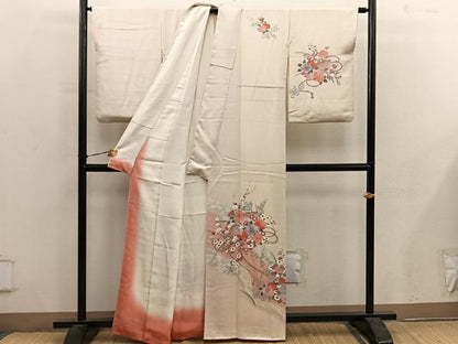 平和屋着物■訪問着　檜扇牡丹花文　金彩　正絹　逸品　BAAY0494mz