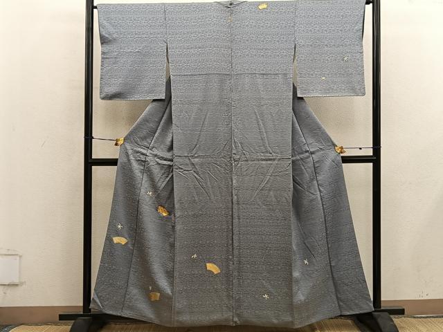 平和屋着物■訪問着　刺繍　地紙花文　金糸　正絹　逸品　BAAY0497mz