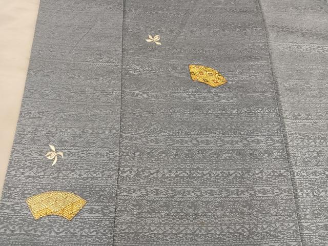 平和屋着物■訪問着　刺繍　地紙花文　金糸　正絹　逸品　BAAY0497mz