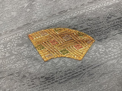 平和屋着物■訪問着　刺繍　地紙花文　金糸　正絹　逸品　BAAY0497mz