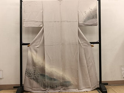 平和屋着物■訪問着　飛鶴樹林文　暈し染め　正絹　逸品　BAAY0499mz