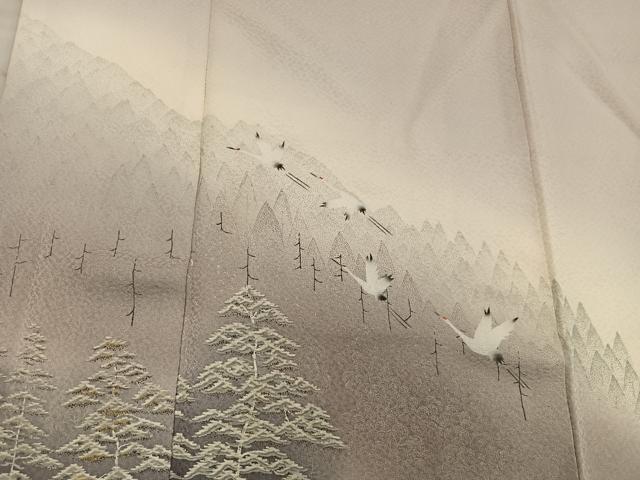 平和屋着物■訪問着　飛鶴樹林文　暈し染め　正絹　逸品　BAAY0499mz