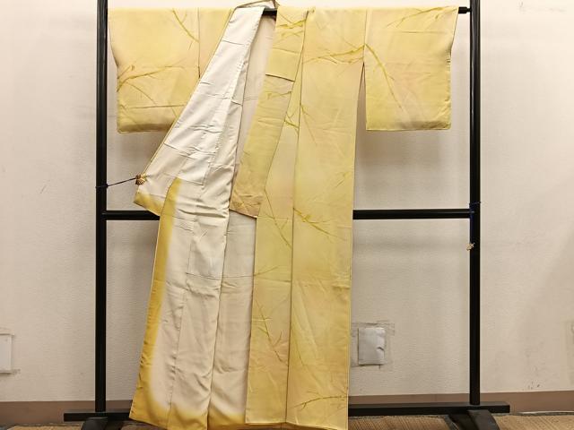 平和屋着物●上質な小紋　枝葉文　地紋起こし　暈し染め　正絹　逸品　BAAY0502mz