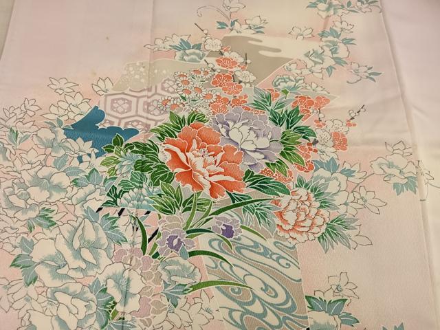 平和屋着物■訪問着　牡丹花文　正絹　逸品　BAAY0506mz