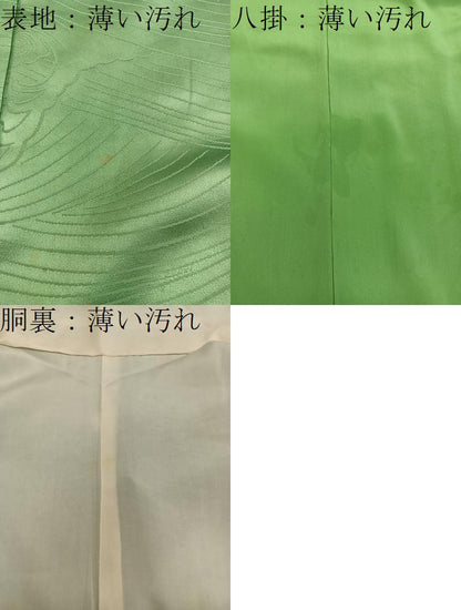 平和屋着物■上質な色無地　立波地紋　抹茶色　正絹　逸品　BAAY0507mz