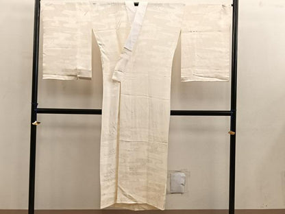 平和屋着物■長襦袢　無双仕立て　エ霞紗綾形地紋　白色　正絹　逸品　BAAY0510mz