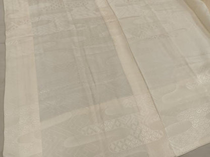 平和屋着物■長襦袢　無双仕立て　エ霞紗綾形地紋　白色　正絹　逸品　BAAY0510mz
