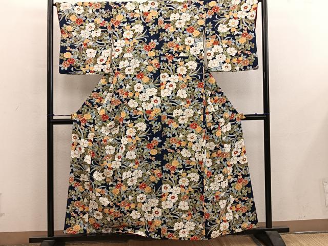 平和屋着物■上質な小紋　草花文　正絹　逸品　BAAY0512mz