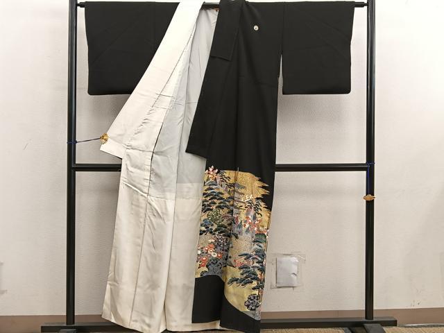 平和屋着物■豪華黒留袖　作家物　風景文　金彩　正絹　逸品　BAAY0513mz