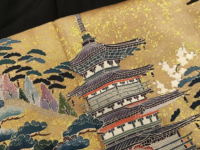 平和屋着物■豪華黒留袖　作家物　風景文　金彩　正絹　逸品　BAAY0513mz