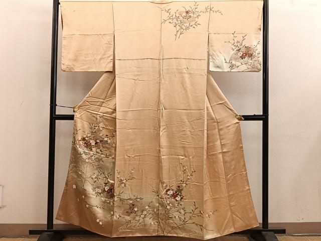 平和屋着物■訪問着　扇面花文　金彩　正絹　逸品　BAAY0515mz
