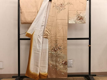 平和屋着物■訪問着　扇面花文　金彩　正絹　逸品　BAAY0515mz