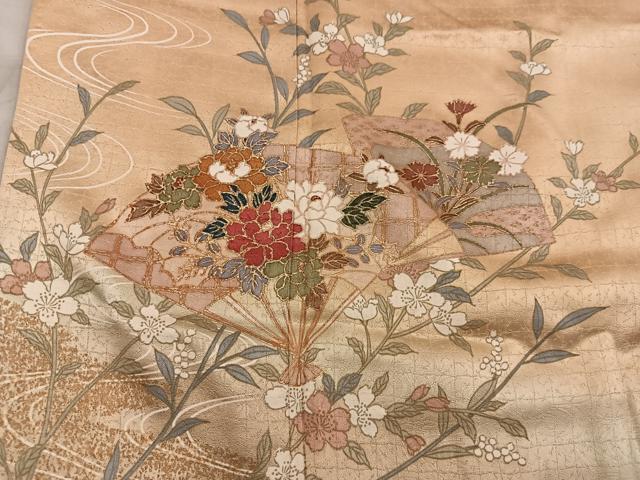 平和屋着物■訪問着　扇面花文　金彩　正絹　逸品　BAAY0515mz