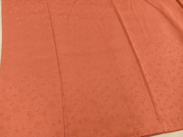 平和屋着物■上質な色無地　草花地紋　赤丹色　正絹　逸品　BAAY0517mz