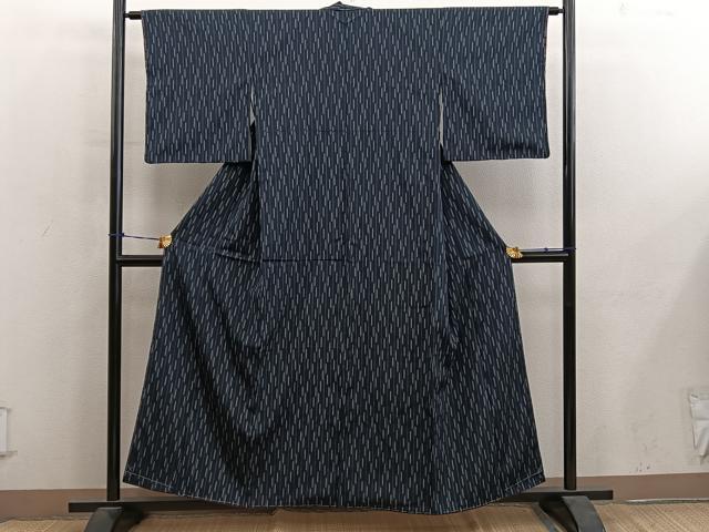 平和屋着物■上質なお召　幾何学文様　正絹　逸品　未使用　BAAY0521mz
